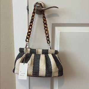 NWT A New Day Black and Cream Shoulder Bag with Chain-Link Handle